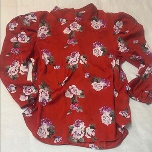 Wayf Red Floral Blouse